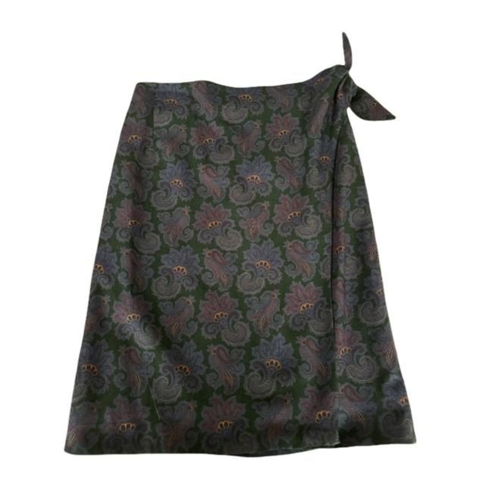 • Vintage Ralph Lauren Wool Blend Purple Paisley Wrap Skirt Made in USA Size 8 - Picture 1 of 13